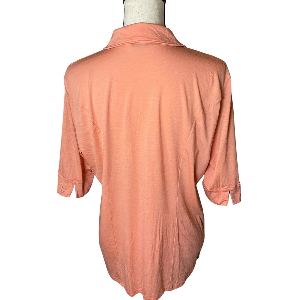 Ibex Merino Wool Collared Button Up Elbow Length Sleeve Coral Large Top Outdoors - Picture 4 of 9